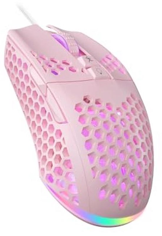 Bedrade Gamingmuis met Honingraatschaal, 12800 DPI, 7 Programmeerbare Knoppen, Lichtgewicht Ergonomische Computermuis voor Gamer van Merkloos