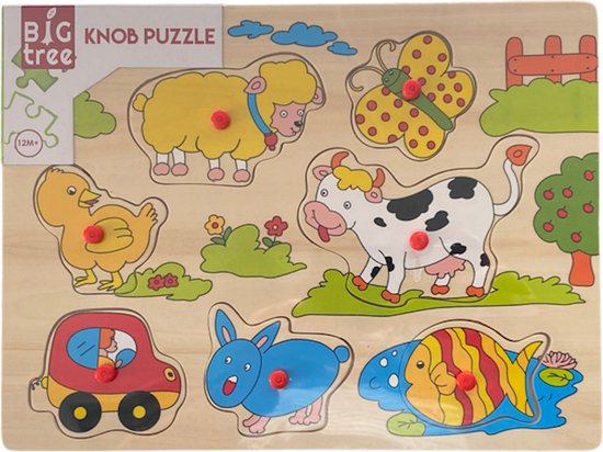 Big Tree Vormenpuzzel Kinderboerderij Junior 30 X 22 Cm Hout 9-delig 610268 van BIG