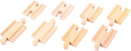BigJigs Houten Treinbaan 8 Korte Rails - Uitbreidingsset BJT104 van Merkloos
