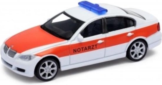 BMW 330i Ambulance (Wit) (12 cm) 1/34 Welly {Modelauto - Schaalmodel - Miniatuurauto - Speelgoed | Ambulance Politie Brandweer | Brandweerauto Brandweerwagen Politieauto Politiewagen Ambulancewagen} van BMW