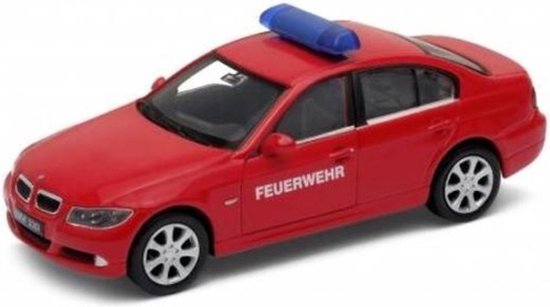 BMW 330i Brandweer (Rood) (12 cm) 1/34 Welly {Modelauto - Schaalmodel - Miniatuurauto - Speelgoed | Ambulance Politie Brandweer | Brandweerauto Brandweerwagen Politieauto Politiewagen Ambulancewagen} van BMW