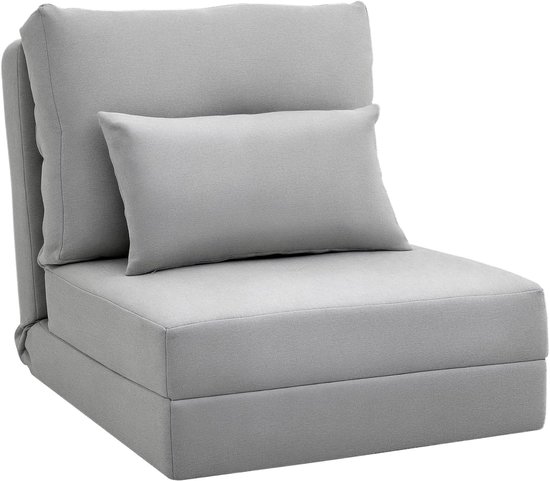 Bodemsessel – Bodensofa – Klappstuhl – Bodensitz – Gamingstoel – 2-in-1 Verstelbare Rugleuning – Ademend Linnen Bekleding – Grijs