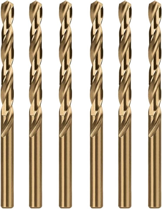 Boorbits, 6 stuks metalen HSS spiraalboorbits, hardmetalen boorbits geschikt voor roestvrij staal, koper, kunststof, harde materialen
