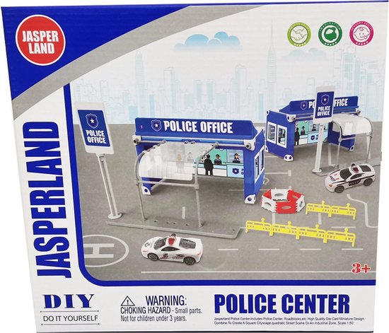 Bouwbaar politiebureau met 1 metalen voertuig van Majorette
