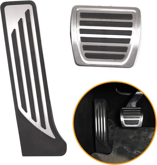 Brandstof Remblokken Pedalen - Auto Pedaal Covers - Auto Interieur Aanpassen - Aluminiumlegering en Rubber - 2 stuks - Zilver