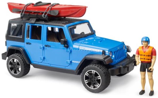 Bruder Jeep Wrangler Rubicon met Kayak and kayaker 1:16 van BRUDER