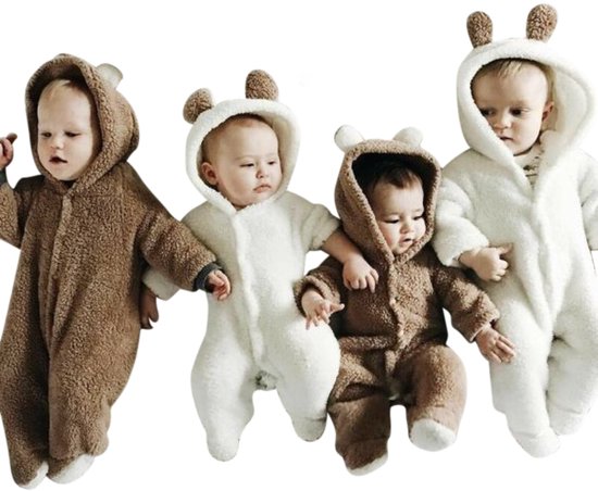 Budino Baby Pyjama Romper Onesie Beer Dier - Bruin - 3 mnd van Budino