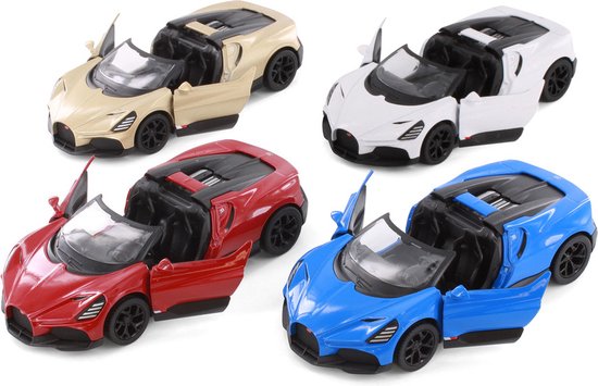 Bugatti Mistral die cast pull back motor 4ass 1:36 Kinsmart 13 cm verkoop per stuk van Merkloos