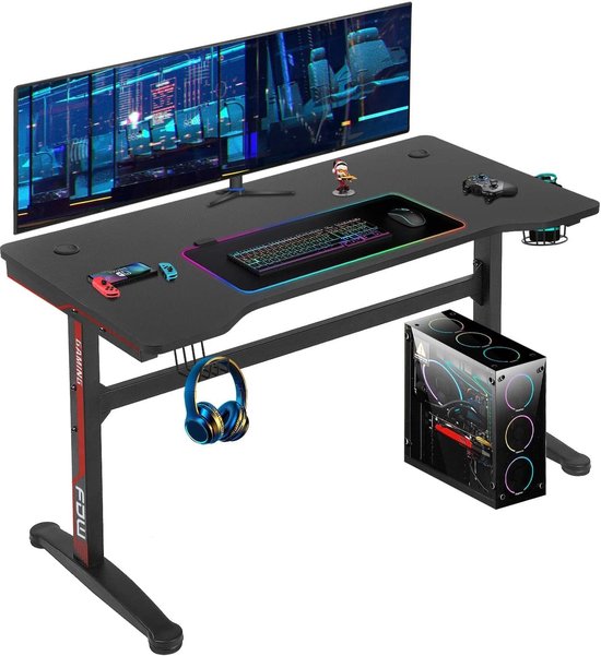 Bureau - Werkplek Tafel - Thuiswerken Spelen - Groot Werkoppervlak - 115 x 61 cm - Zwart
