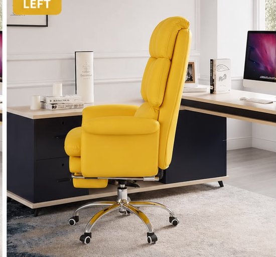 Bureaustoel Ergonomisch met Voetsteun en Hoge Rugleuning, Verstelbare Directiestoel van PU-Leer, 360° Draaibaar, Kantelbare Rugleuning, Luxe Computerstoel voor Kantoor en Thuis, Zwart - Mobili Bella