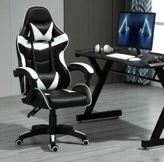 Bureaustoel ergonomisch - wit - verstelbare armleuningen - perfect voor gaming - m-winkel