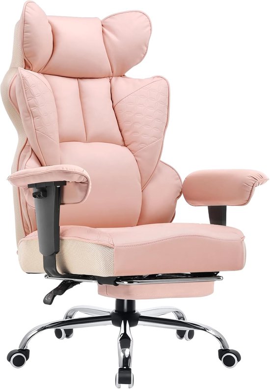 Bureaustoel - Ergonomische stoel - Comfortabel werken - Verstelbare armleuningen - Extra breed - Koraalroze