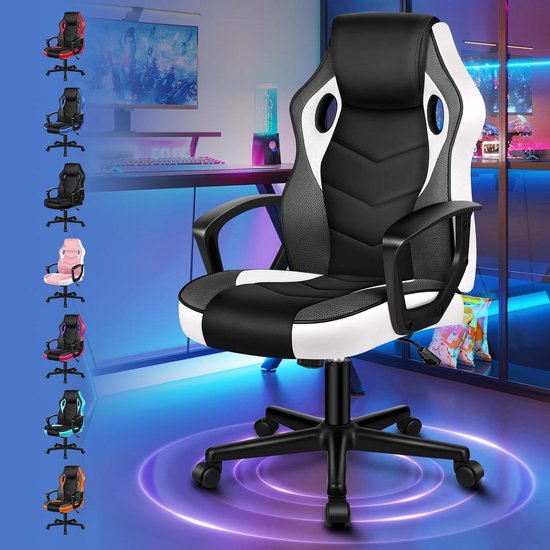 Bureaustoel - Ergonomische stoel - Thuiswerken - Ademend mesh en PU-leer - 150 kg draagvermogen - Wit