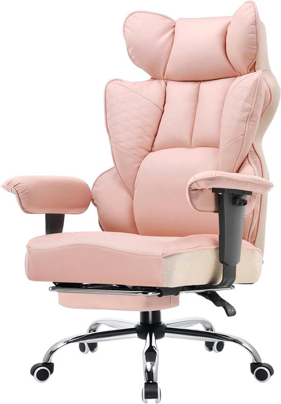 Bureaustoel - Ergonomische stoel - Thuiswerken - Geïntegreerde lendensteun - 180 kg capaciteit - Koraalroze