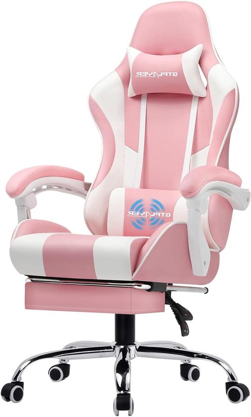 Bureaustoel - Gamerstoel - Ontspannen Zitten - Met Massagefunctie - 135 cm hoog - Roze