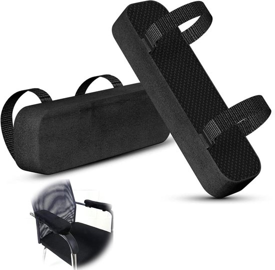 Bureaustoel met armleuningen - zachte bekleding - machinewasbaar - effectieve pijnverlichting - 25 x 10 x 5 cm - traagschuim - ergonomische armleuningkussens voor bureaustoel - gamingstoel - rolstoel - 2 stuks van Merkloos