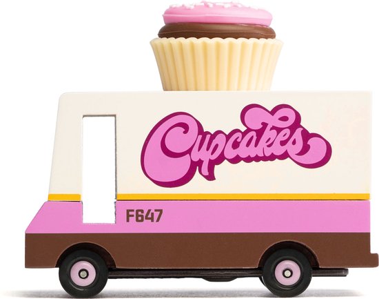 Candylab Candycar Busje Cupcake Busje - Houten Speelgoedauto. van Merkloos