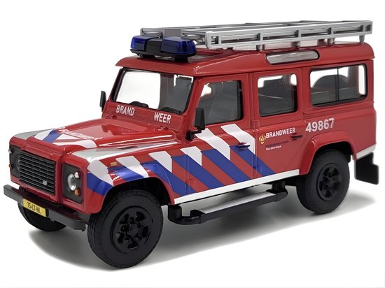 Cararama Modelauto / speelgoedauto - Land Rover Brandweerauto - rood - 12 x 7 cm - schaalmodel van Cararama