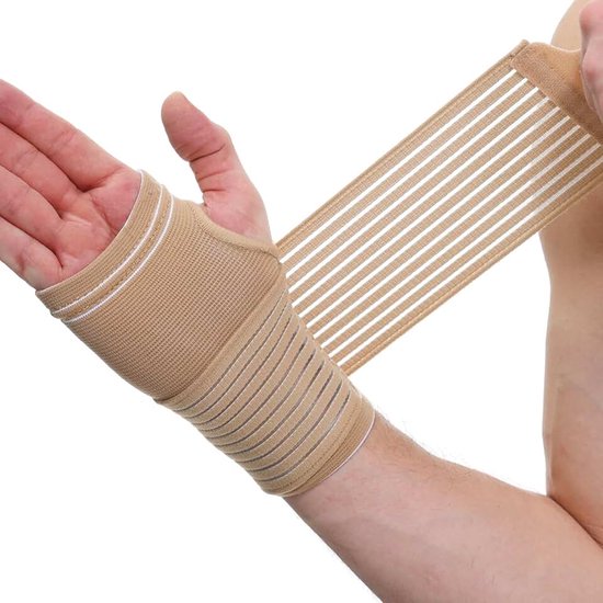 Care - Handpalm- en polsbrace met verstelbare compressieband (Beige, 1 Stuk, Maat M)