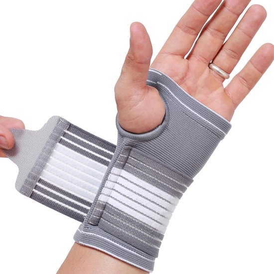 Care - Handpalm- en polsbrace met verstelbare compressieband (Grijs, 1 Stuk, Maat S)