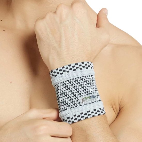 Care - Ondersteunende polsband, gebreide stof met bamboevezels, licht, elastisch en ademend - mannen, vrouwen - voor zweten, sport, lichaamsbeweging (Grijs, 1 Stuk, Maat S)