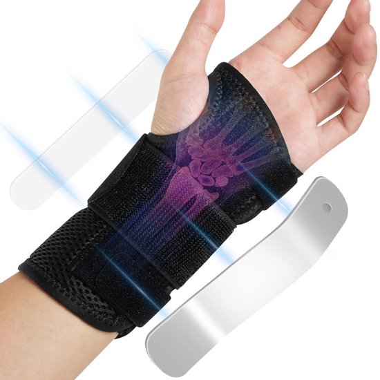 Carpaal Tunnel Polssteun Brace, Verstelbare Polsband Carpaal Tunnel Compressie Spalk Met Metalen Spalk Stabilisator, Handsteun voor Artritis tendinitis, verstuikingen (linkerhand)