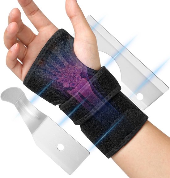 Carpaal Tunnel Polssteun Brace, Verstelbare Polsband Carpaal Tunnel Compressie Spalk Met Metalen Spalk Stabilisator, Handsteun voor Artritis Tendinitis, Verstuikingen (Rechter Hand)