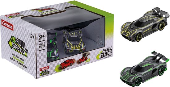 Carrera Speelgoedvoertuig - Pull and Speed - Hyper Sportautos - Pull Back Auto - Terugtrekauto - 1:43 - 2 Stuks van Merkloos