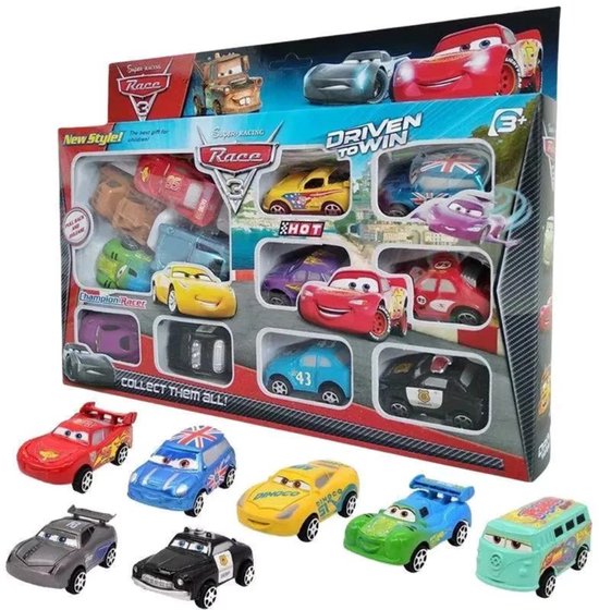 Cars mini giftset auto's - 12 delige set - Pullback functie - Racebaan bestendig - Cadeau tip van Merkloos