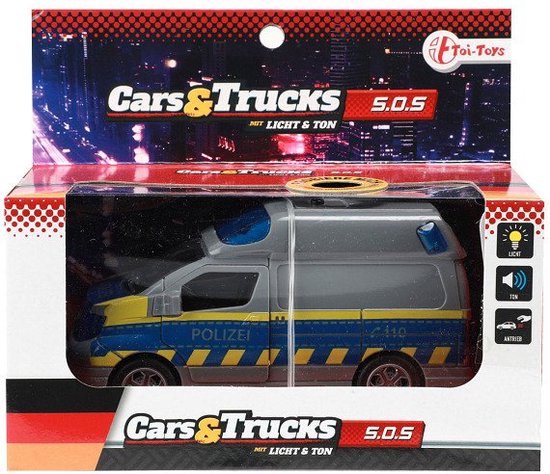 Cars & Trucks Frictie Politiebusje (DE) met Licht en Geluid van Toi-Toys.