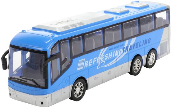 Cars & Trucks Reisbus Blauw Frictie, 32cm van Toi-Toys.