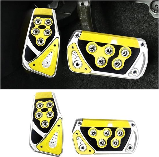 CGEAMDY 2 stuks auto pedaal pad afdekking, anti-slip automatische transmissierem gaspedaal, universele pedaalsteunafdekking, auto gaspedaal remkussen pedaal (geel)