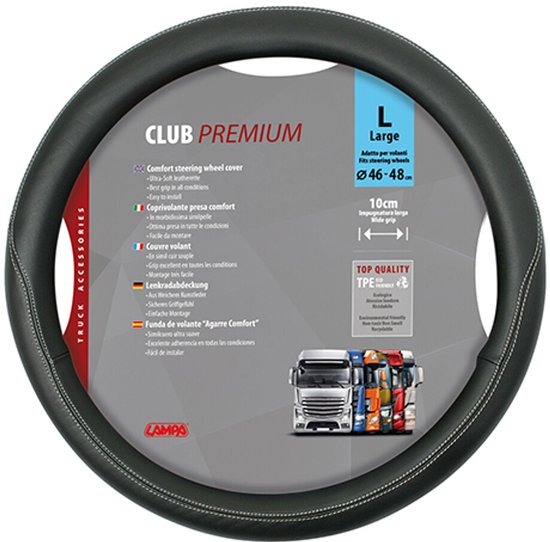 Club, Skeentex stuurwielhoes - L - 46/48 cm - Zwart van Merkloos