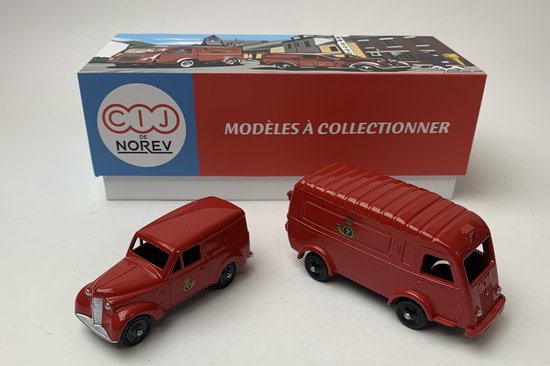 Coffret Renault 1000kgs en Renault Dauphinoise Belgian Post, set 2 autos, Norev CIJ C36102 van Norev