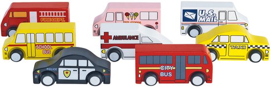 Colorations - Houten Speelgoedvrachtwagens - 10dlg. van Merkloos