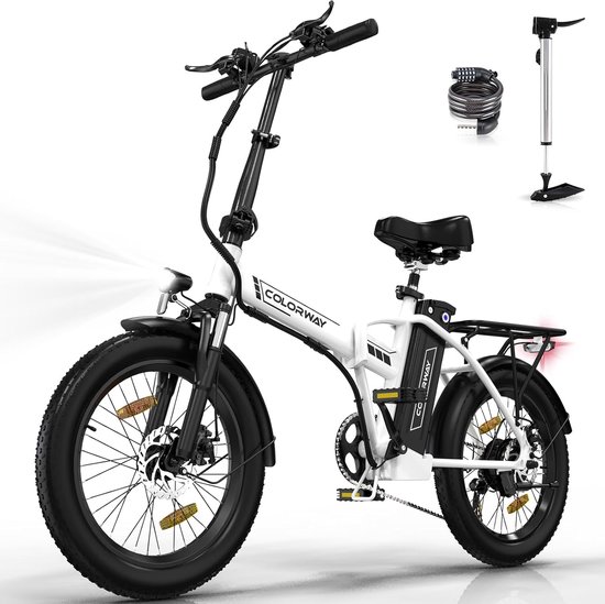Colorway Elektrische Fiets BK11MS - 20*3.0 Inch Fat Tire City Commuter EBike met Afneembare 36V 12Ah Lithium Batterij - Opvouwbaar Mountain E-Bike met 250W Motor - 7 Versnellingen - IP54 Waterdicht van Colorway