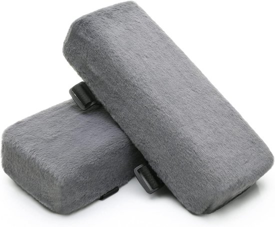 Comfortabele Armsteunpads voor Kantoor- en Gamingstoelen - Geheugenfoam voor Drukverlichting - Set van 2 (Donkergrijs)