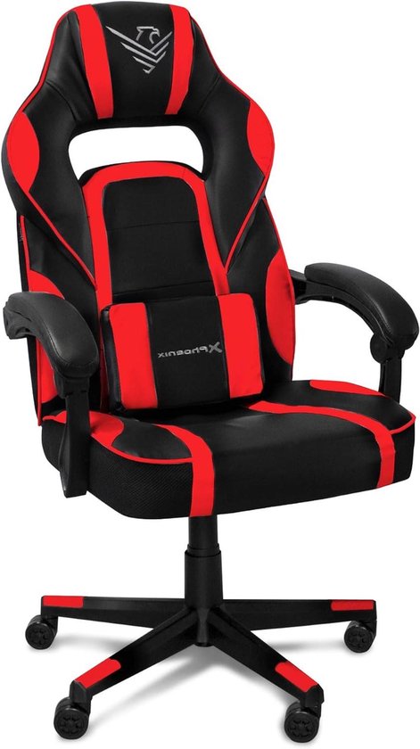 Comfortabele Bureaustoel - Ergonomische Stoel - Thuiswerken - Verstelbare Rugleuning - 77 x 64 x 77 cm - Rood