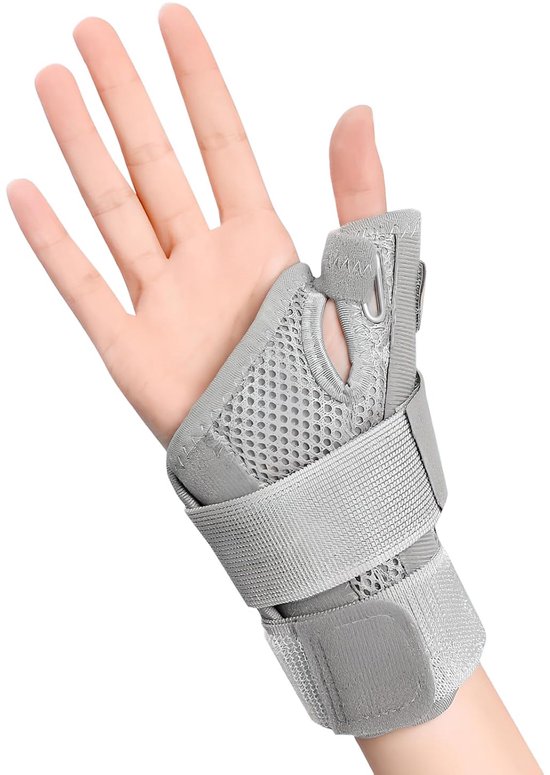 Comfortabele duimbrace rechts en links, duimorthese, universele maat voor artritis, peesontsteking, gewrichtsblessures (grijs)