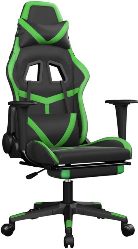 Comfortabele Gaming Stoel met Voetensteun Kunstleer Zwart en Groen van Merkloos