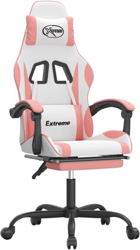Comfortabele Gaming Stoel met Voetensteun - Wit/Roze - Verstelbaar en Ergonomisch van Merkloos