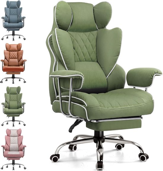 Comfortabele Stoel - Bureau Stoel - Ontspannen Zitten - Verstelbare Rugleuning - 160 kg Draagkracht - Groen