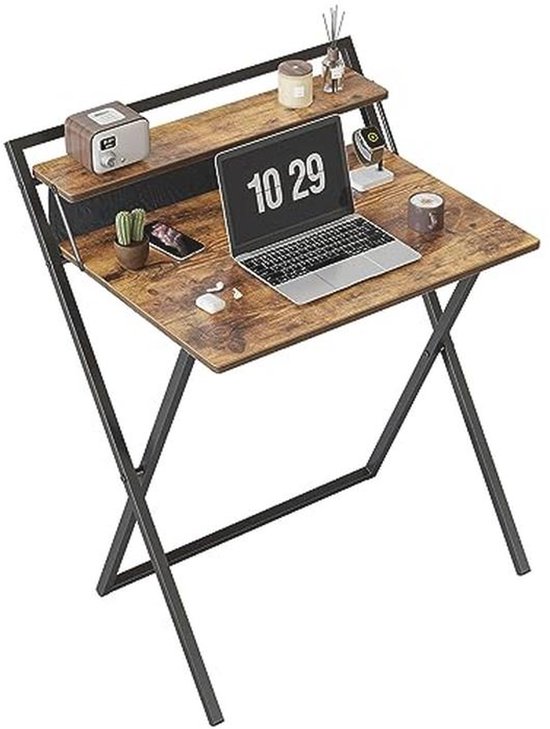 Compact L-vormig Gaming Bureau met Opbergplanken - 120 cm Zwart van Merkloos