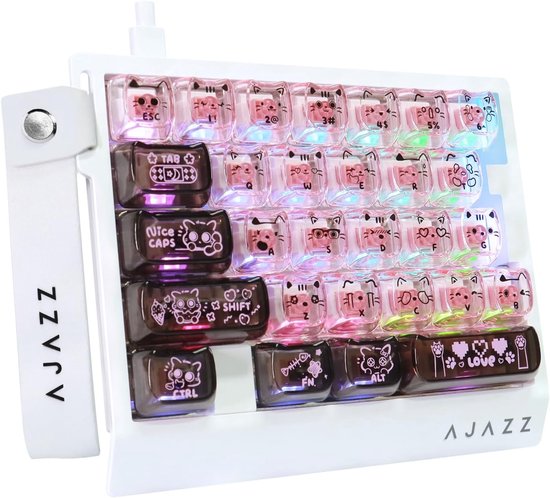 Compacte 29 Toetsen Gaming Toetsenbord met RGB Verlichting voor Eén Hand - Zwart Roze