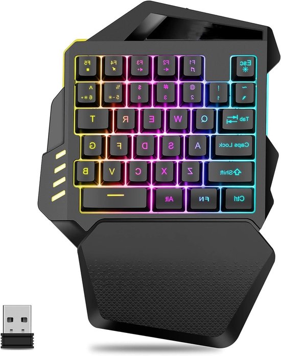 Compacte mechanische gaming toetsenbord met 35 toetsen, FN-toetsen en 5 multimedia toetsen, ideaal voor gamers en onderweg van Merkloos