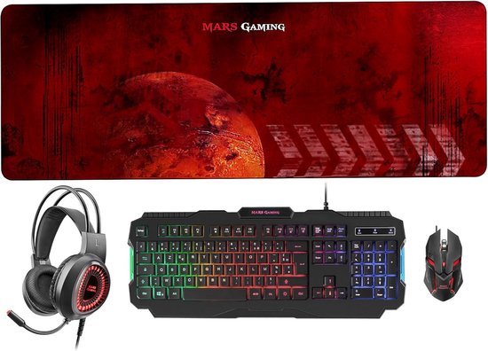 Complete RGB Gaming Set: Toetsenbord, Muis, XXL Muismat en Headset Combo van Merkloos