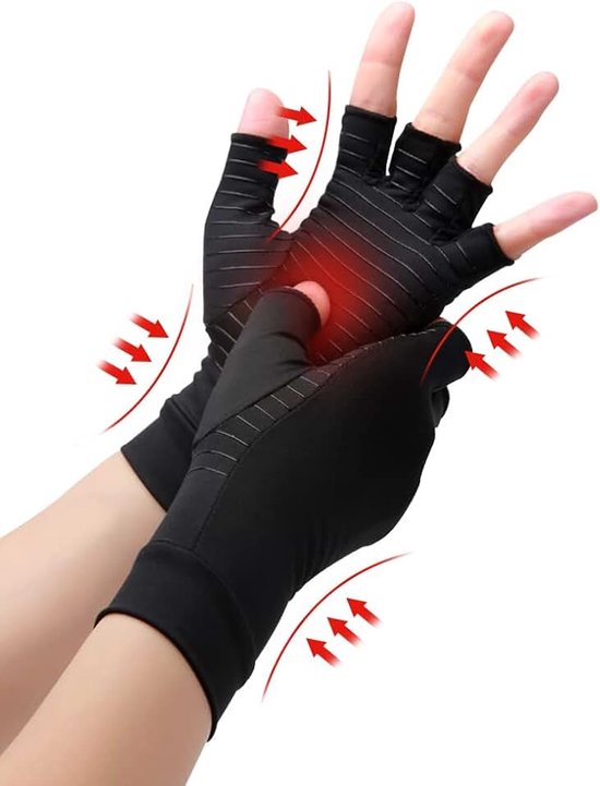 Compressie Artritis Handschoenen, Beste Koper Infunded Handschoenen voor Vrouwen en Mannen, Pijnverlichting en Genezing voor Artritis en Carpal Tunnel, 1 paar, Zwart (Small)