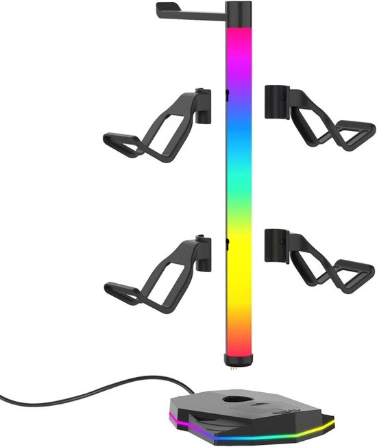 Controller en Hoofdtelefoon Standaard - Gaming Accessoire Houder - Game Setup Organiseren - Met RGB Verlichting - 31 cm - Zwart
