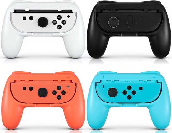 Controller Handgrepen - Ergonomische Greep - Games Spelen - Snel Wisselen - Set van 4 - Oranje Blauw Zwart Wit