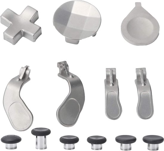 Controller Knoppen Set - Gamepad Accessoires - Verbeterde Game Ervaring - Duurzaam Metaal Ontwerp - 6 Thumbsticks 7 Knoppen - Zilver van Merkloos